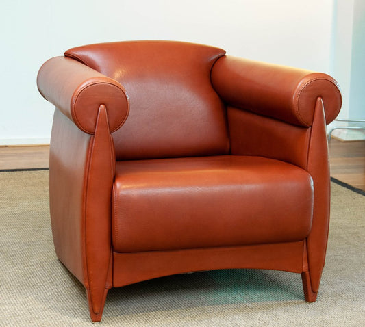 Modern Cognac Leather Club Chair by Klaus Wettergren Denmark, 1980s