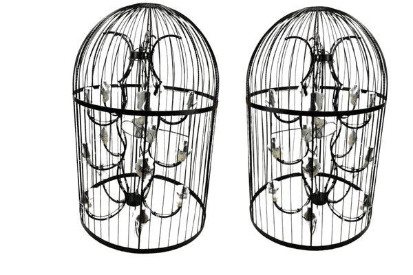 Modern Crystal and Iron Birdcage Chandelier, Set of 2-TCS-1250507