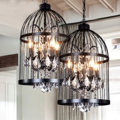 Modern Crystal and Iron Birdcage Chandelier, Set of 2-TCS-1250507