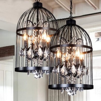 Modern Crystal and Iron Birdcage Chandelier, Set of 2-TCS-1250507