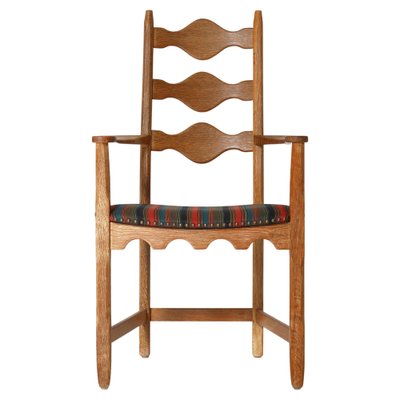 Modern Danish Arm Chair in Oak & Wool Fabric by Henry Kjærnulff, 1960s-WRF-1578917