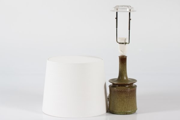 Modern Danish Green Brown Glaze Ceramic Table Lamp from Kähler Studio, 1960s-QQ-1417535