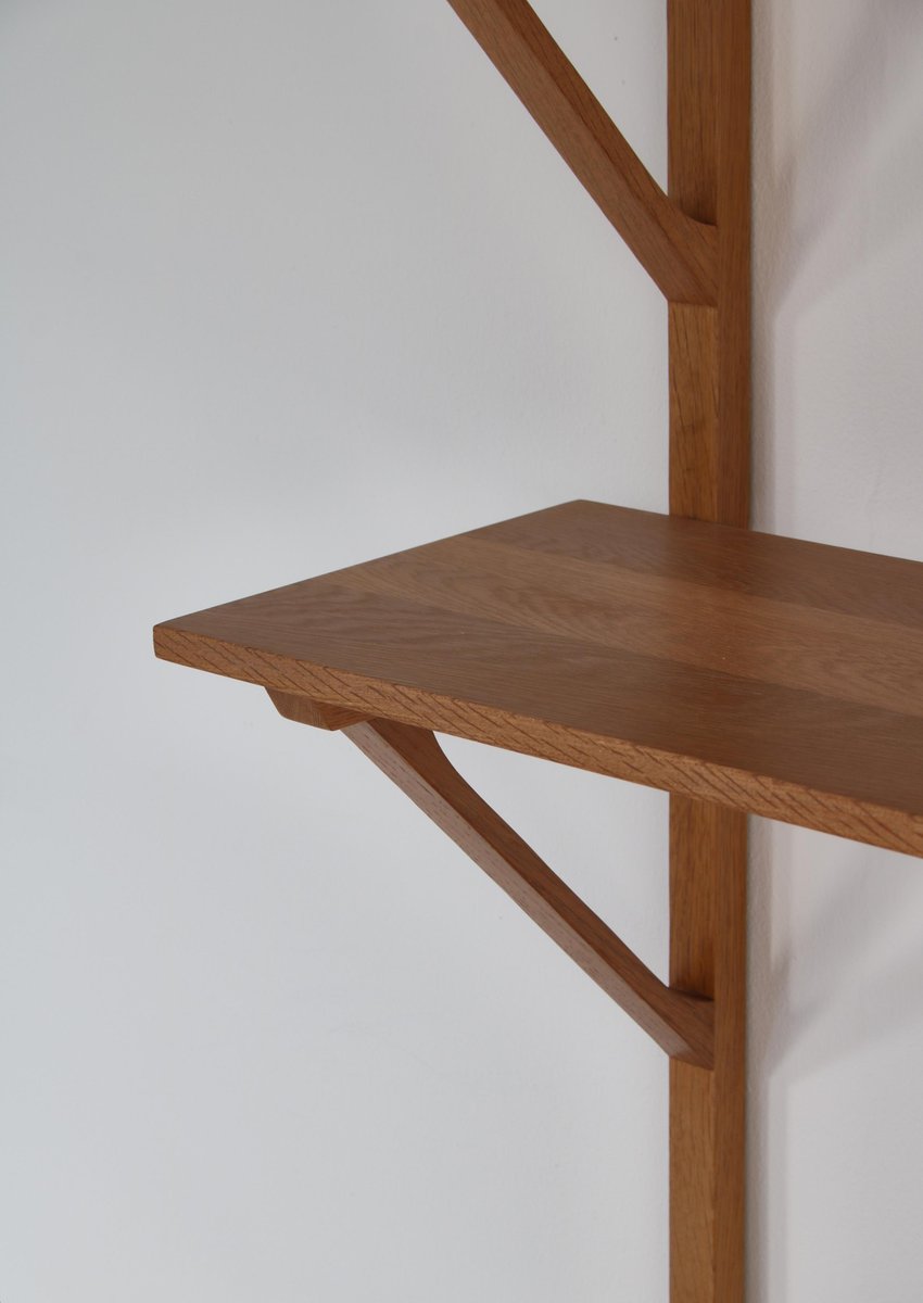 Modern Danish Oak and Teak Wall Shelving System by Børge Mogensen for Fredericia, 1956