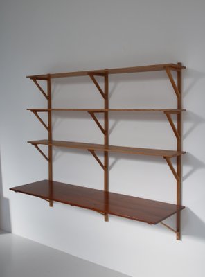 Modern Danish Oak and Teak Wall Shelving System by Børge Mogensen for Fredericia, 1956-WRF-1323298