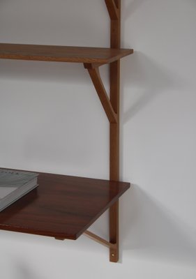 Modern Danish Oak and Teak Wall Shelving System by Børge Mogensen for Fredericia, 1956-WRF-1323298