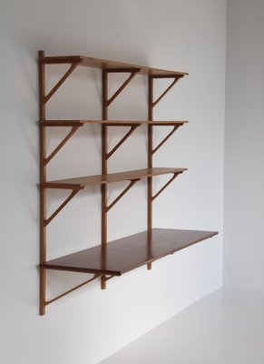 Modern Danish Oak and Teak Wall Shelving System by Børge Mogensen for Fredericia, 1956-WRF-1323298