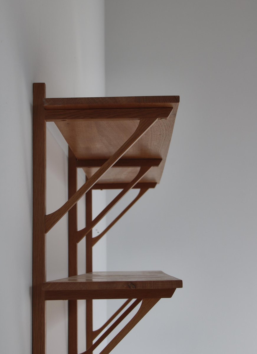 Modern Danish Oak and Teak Wall Shelving System by Børge Mogensen for Fredericia, 1956