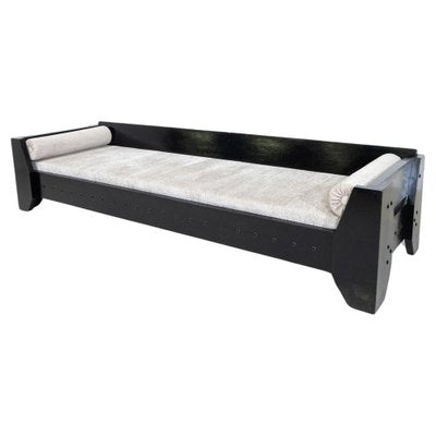 Modern Daybed in Black Wood and Fabric, 1960s-FGA-1743335