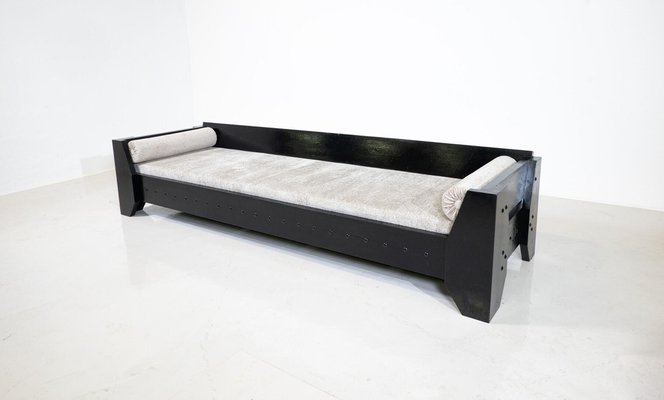 Modern Daybed in Black Wood and Fabric, 1960s-FGA-1743335