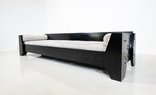 Modern Daybed in Black Wood and Fabric, 1960s-FGA-1743335