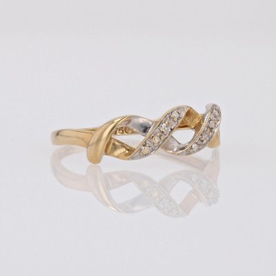 Modern Diamond 18 Karat Yellow White Gold Interlaced Ring-OLU-1798522