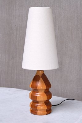 Modern Dual Tone Table Lamp in Turned Oak and Teak, 1960s-FMT-2035384