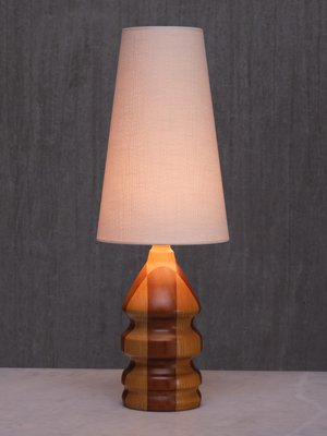 Modern Dual Tone Table Lamp in Turned Oak and Teak, 1960s-FMT-2035384