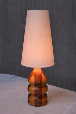 Modern Dual Tone Table Lamp in Turned Oak and Teak, 1960s-FMT-2035384