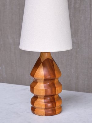 Modern Dual Tone Table Lamp in Turned Oak and Teak, 1960s-FMT-2035384