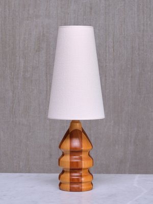 Modern Dual Tone Table Lamp in Turned Oak and Teak, 1960s-FMT-2035384