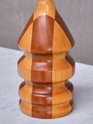 Modern Dual Tone Table Lamp in Turned Oak and Teak, 1960s-FMT-2035384