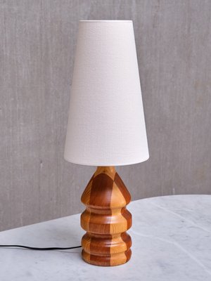 Modern Dual Tone Table Lamp in Turned Oak and Teak, 1960s-FMT-2035384