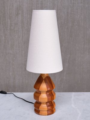 Modern Dual Tone Table Lamp in Turned Oak and Teak, 1960s-FMT-2035384