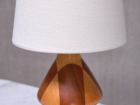 Modern Dual Tone Table Lamp in Turned Oak and Teak, 1960s-FMT-2035384