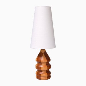 Modern Dual Tone Table Lamp in Turned Oak and Teak, 1960s-FMT-2035384