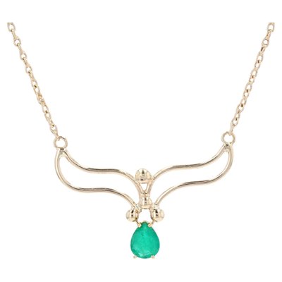 Modern Emerald 18 Karat Rose Gold Necklace-OLU-1388189