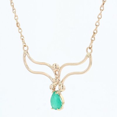 Modern Emerald 18 Karat Rose Gold Necklace-OLU-1388189