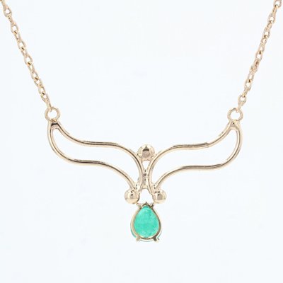 Modern Emerald 18 Karat Rose Gold Necklace-OLU-1388189