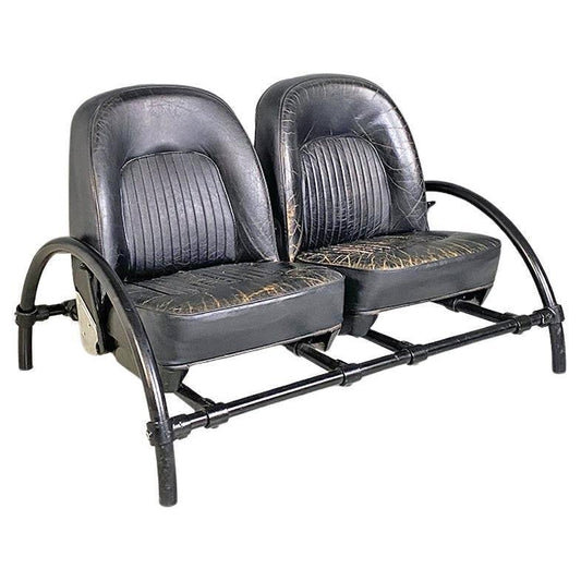 Modern English Black Leather and Metal Rover Sofa by Ron Arad for One Off Ltd, 1981