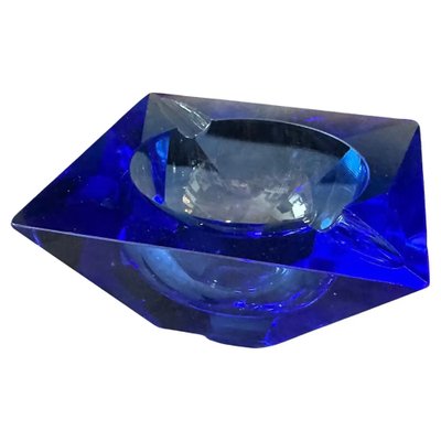 Modern Faceted Blue Murano Glass Ashtray, 1980s-NMK-2043742