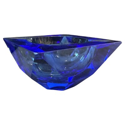 Modern Faceted Blue Murano Glass Ashtray, 1980s-NMK-2043742