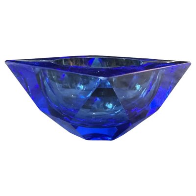 Modern Faceted Blue Murano Glass Ashtray, 1980s-NMK-2043742