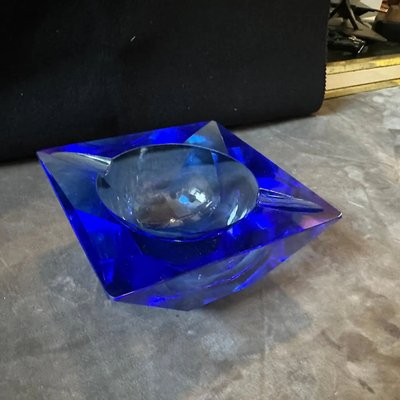 Modern Faceted Blue Murano Glass Ashtray, 1980s-NMK-2043742