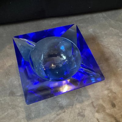 Modern Faceted Blue Murano Glass Ashtray, 1980s-NMK-2043742