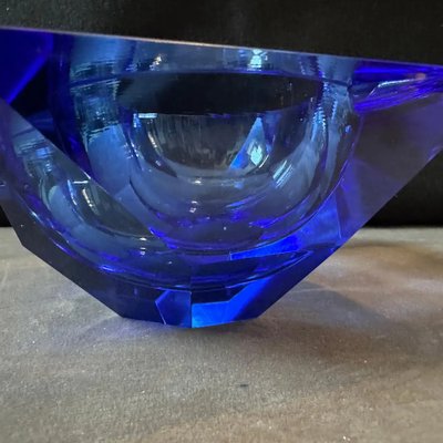 Modern Faceted Blue Murano Glass Ashtray, 1980s-NMK-2043742