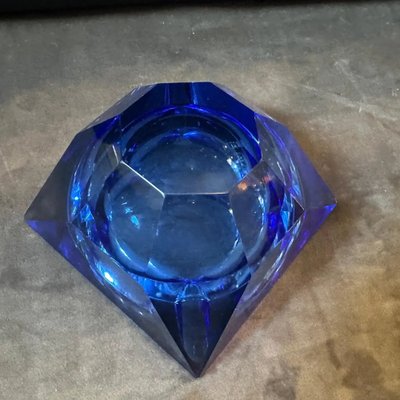 Modern Faceted Blue Murano Glass Ashtray, 1980s-NMK-2043742