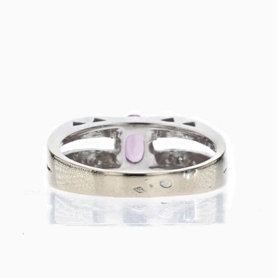 Modern French 18 Karat White Gold Ring with Pink Sapphire and Diamonds-OLU-1188473