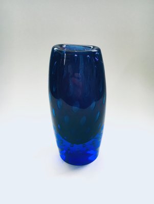 Modern Hand Blown Art Glass Bullicante Vase in Blue and Purple-RQV-1238860