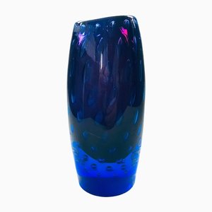 Modern Hand Blown Art Glass Bullicante Vase in Blue and Purple-RQV-1238860