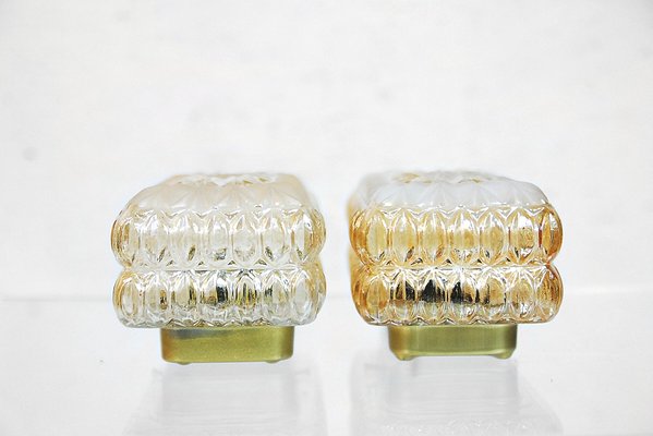 Modern Ice Glass Wall Sconces, 1970s, Set of 2-XTS-669260