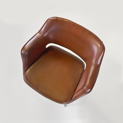 Modern Italian Armchairs in Brown Leather and Chrome-Plated Steel from Cassina, 1970s, Set of 2-GDD-1779811