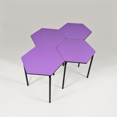 Modern Italian Bar Tables with Hexagonal Plan in Formica Lilla, 1960s, Set of 4-GDD-1806604