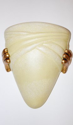 Modern Italian Beige and Gold Glass Sconce,1970s-NB-1071296