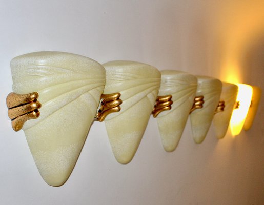 Modern Italian Beige and Gold Glass Sconce,1970s-NB-1071296