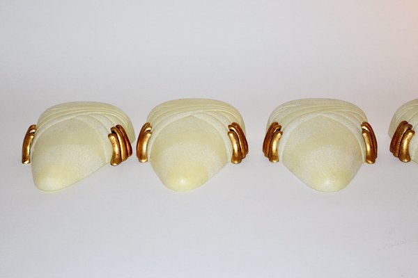 Modern Italian Beige and Gold Glass Sconce,1970s-NB-1071296