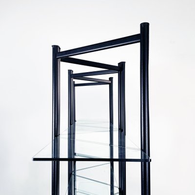 Modern Italian Black Metal and Tempered Glass Bookcase, 1990s-GDD-1344047