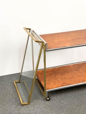 Modern Italian Brass and Briar Trolley with Service Tray, 1980s-JDR-1126159