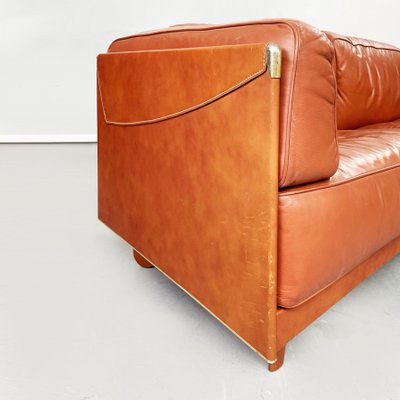 Modern Italian Brown Leather Sofa Twice by Cerri for Poltrona Frau, 1980s-GDD-1351670