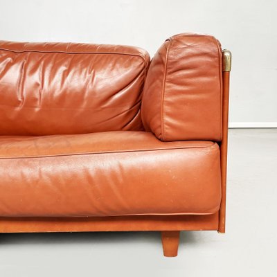 Modern Italian Brown Leather Sofa Twice by Cerri for Poltrona Frau, 1980s-GDD-1351670