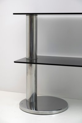 Modern Italian Chromed Steel and Smoked Glass Console, 1970s-FER-1230946